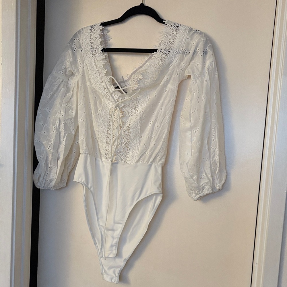 Elegant White Lace Bodysuit